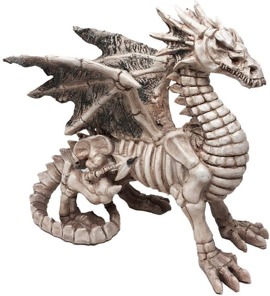 BOTEGA EXCLUSIVE Skeleton Winged Dragon Garden Decorative Accent Sculpture Bone Finish