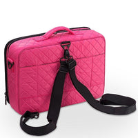 KIOTA Dual-Layer Professional On The Go Portable EVA Makeup Train Case Cosmetic Travel Storage Organizer Bag with Dividers and Brush Pockets - Bubblegum Pink