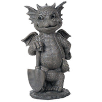 PACIFIC GIFTWARE Garden Dragon Green Thumb Gardener Dragon Decorative Garden Accent Sculpture Stone Finish 10 Inch Tall
