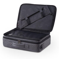 KIOTA Dual-Layer Professional On The Go Portable EVA Makeup Train Case Cosmetic Travel Storage Organizer Bag with Dividers and Brush Pockets - Slate Gray