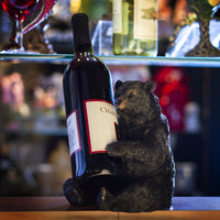 PACIFIC GIFTWARE Black Bear Wine Holder Resin Figurine Statue