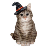 PACIFIC GIFTWARE Gray Tabby Fatty Cat with Witch's Hat