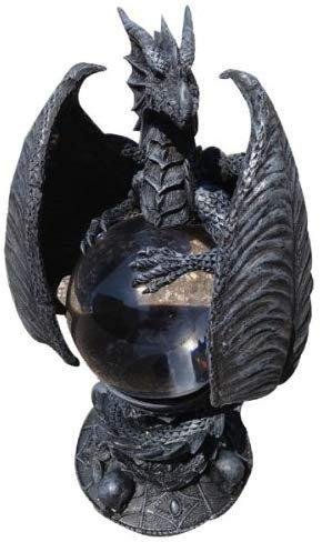 Gray Dragon on Crystal Orb Figurine