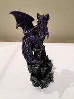 PACIFIC GIFTWARE Small Guardian Dragon Protecting Castle with Rhinestone Rock Crystal Tabletop Decor Collectible Figurine Gift