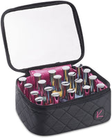 Kiota Nail Polish Essential Oil Storage Pouch With 20 Divider Insert Easy Travel Compact Organizer (Black)