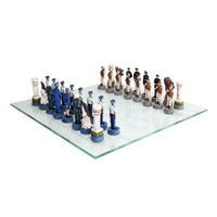 PACIFIC GIFTWARE US Air Force vs Marines Military Chess Set Hand Painted with Glass Board