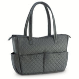 KIOTA Beauty Bag - Ideal for Bottles - Makeup Brush Storage Pocket and Outer Pockets - Quilted Finish Shoulder Bag Cosmetic Organizer - Slate