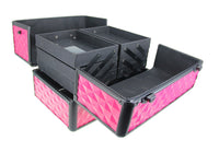 Professional Makeup Artist Travel Cosmetic Train Case w/ 3 Tier Side Extendable Trays Aluminum Hard Case