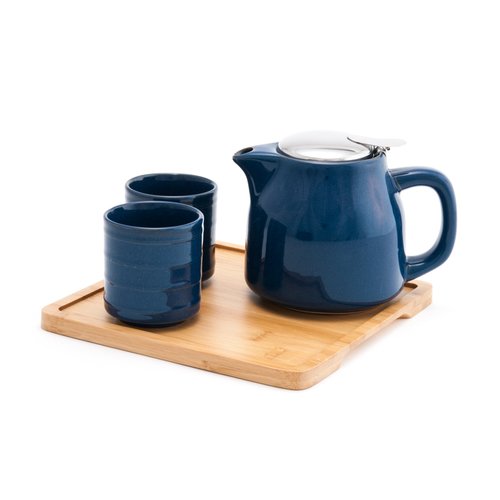 JAPAN COLLECTION Ceramic Tea Pot Set with Bamboo Tray and Infuser