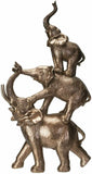 SUMMIT COLLECTION Golden Trio Elephants Totem Pole Stacked Elephants Statue Trunks Up Auspicious