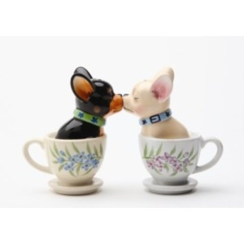 PACIFIC GIFTWARE Tea Cup Pups Magnetic Salt & Pepper Shaker Set