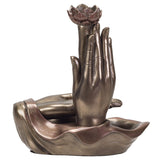 PACIFIC GIFTWARE Eastern Prayer Hands Backflow Incense Burner Resin Figurine Home Decor