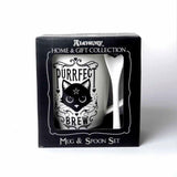 ALCHEMY ENGLAND DESIGN Sacred Cat Purrfect Brew Ceramic Mug and Spoon Set