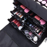 Professional Makeup Cosmetic Carry Case w/ Removable Organizer Drawers and Brush Holder Soft-sided Nylon Fabric
