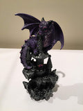 PACIFIC GIFTWARE Small Guardian Dragon Protecting Castle with Rhinestone Rock Crystal Tabletop Decor Collectible Figurine Gift