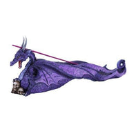 PACIFIC GIFTWARE Purple Dragon With Skulls Statue Incense Burner