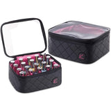 Kiota Nail Polish Essential Oil Storage Pouch With 20 Divider Insert Easy Travel Compact Organizer (Black)