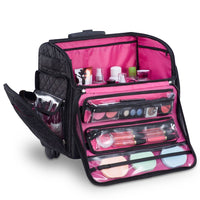 KIOTA Makeup Artist Rolling Makeup Train Case Cosmetic Organizer Soft Trolley