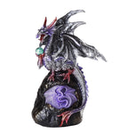 Silver Frost Hybrid Lavender Dragon with LED Light On Lava Rock 8.5" H