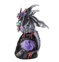 Silver Frost Hybrid Lavender Dragon with LED Light On Lava Rock 8.5" H