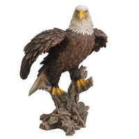 17.5" Large American Bald Sea White-tailed Eagle stand on Wood Figurine Statue