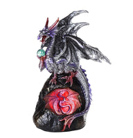 Silver Frost Hybrid Lavender Dragon with LED Light On Lava Rock 8.5" H