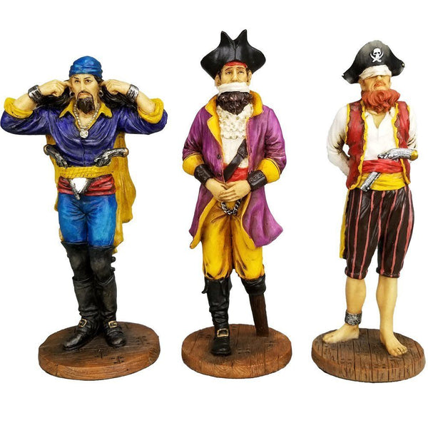 Pirate See Hear Speak No Evil Decorative Shelf Sitter Figurines 5.5" Set of 3