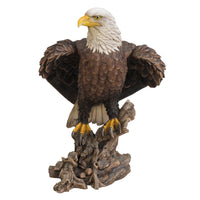 17.5" Large American Bald Sea White-tailed Eagle stand on Wood Figurine Statue