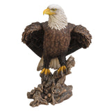 17.5" Large American Bald Sea White-tailed Eagle stand on Wood Figurine Statue